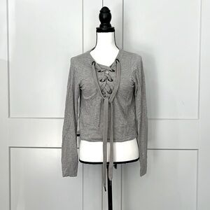 ALO Lace Up Athletic Long Sleeve Top, Small